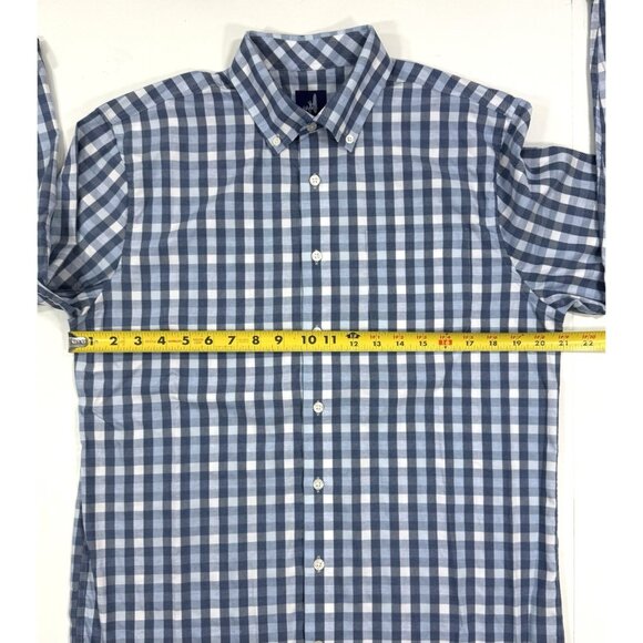 Johnnie-O Mens Performance Shirt Sz Medium Dallas National Golf Club Blue Plaid - Picture 7 of 8